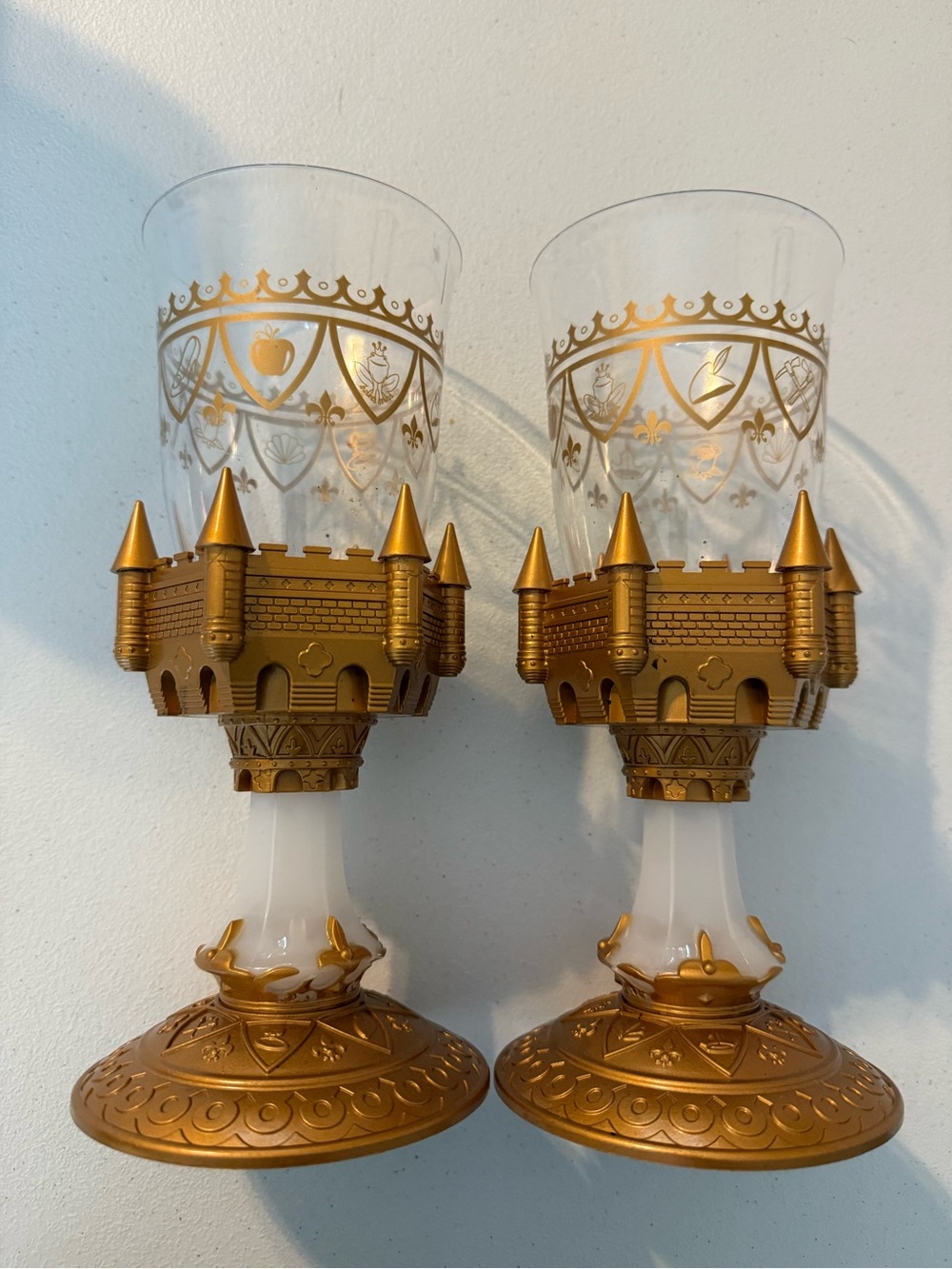 Disney Parks BE OUR GUEST Light Up Goblet Beauty Beast Cup Chalice Lot Of 2